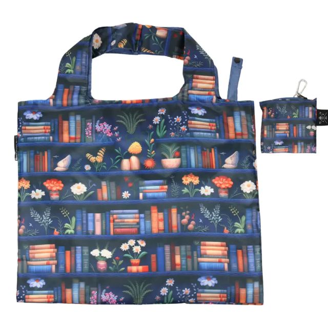 June Apothicarie Blue Floral Bookshelf Eco Reusable Bag