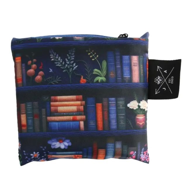 June Apothicarie Blue Floral Bookshelf Eco Reusable Bag