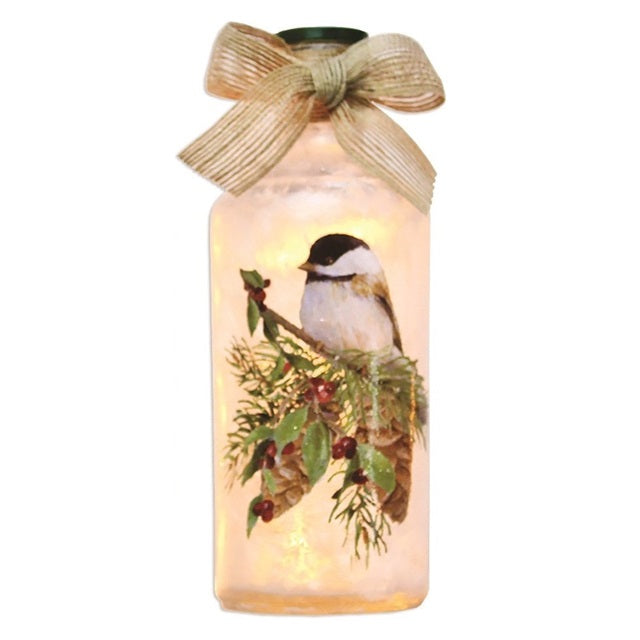 Pine Boughs & Birds Pre-Lit Glass Bottle LLL2241 (Assorted)