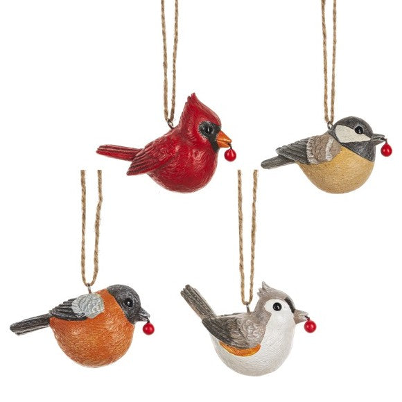 Bird with Berry Dangle Ornament, Assorted
