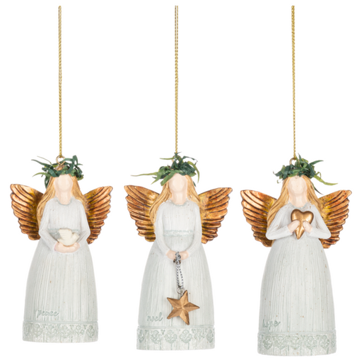 Angel Ornament, Assorted (Peace, Noel, Hope)