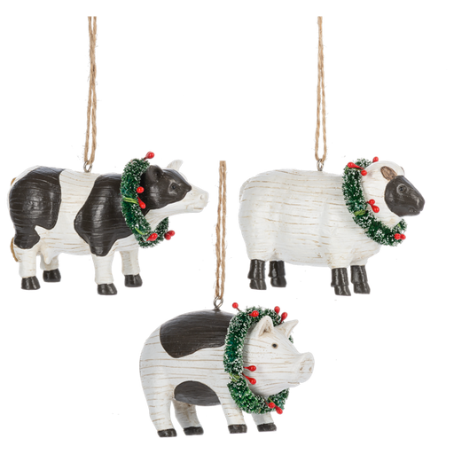 Folk Art Farm Animal Ornament, Assorted