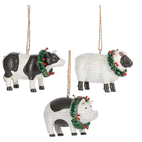 Folk Art Farm Animal Ornament, Assorted