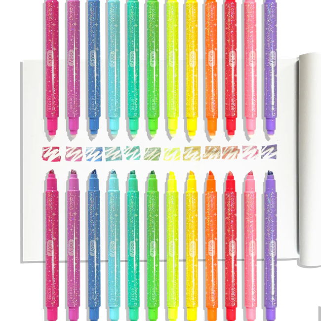 Sparkle Glittery Erasable Markers - Set of 12