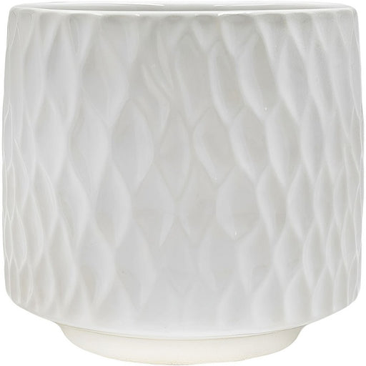 4.7 Inch Glossy White Scalloped Ceramic Planter by Michael Carr Designs