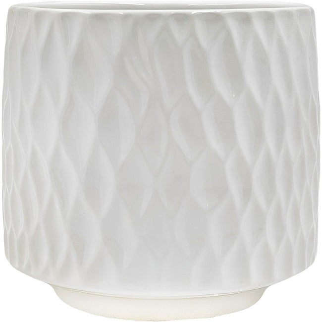 4.7 Inch Glossy White Scalloped Ceramic Planter by Michael Carr Designs