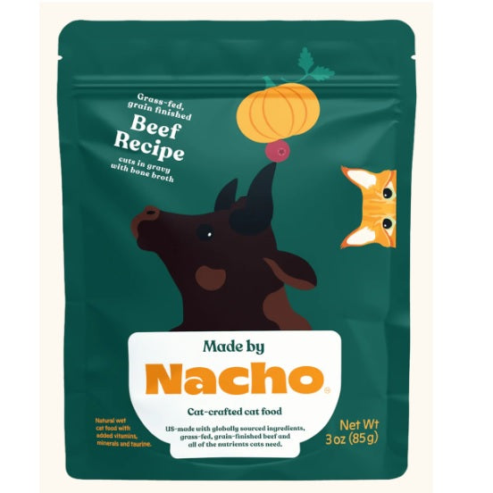 Made by Nacho, Beef Cuts in Gravy - Case of 24, 3oz Pouches