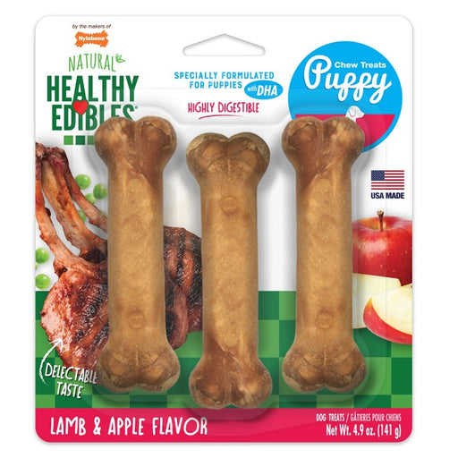 Healthy Edibles Lamb & Apple Puppy Chew Treats, 3 Pack
