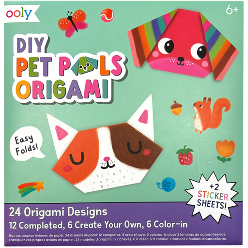 DIY Pet Pals Origami Activity Kit - 24 Designs - 2 Sticker Sheets