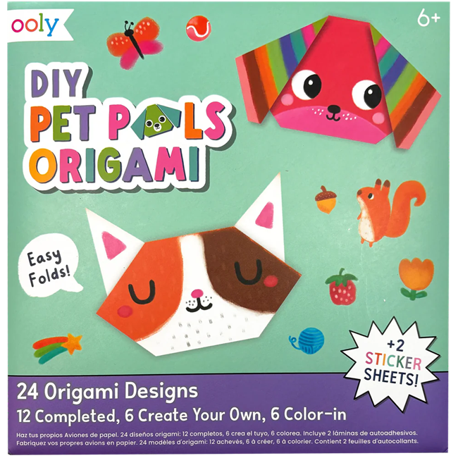 DIY Pet Pals Origami Activity Kit - 24 Designs - 2 Sticker Sheets