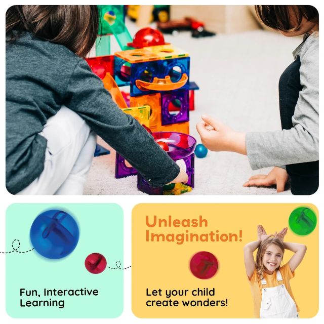 PicassoTiles 100pc Magnetic Marble Run Building Set