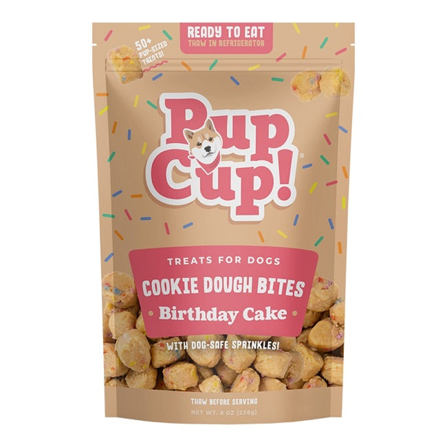 Pup Cup Frozen Cookie Dough Bites Treats for Dogs, Birthday Cake Flavor