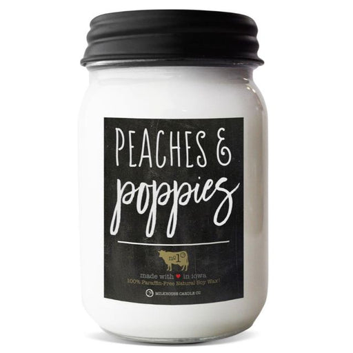 Milkhouse Farmhouse Collection Soy Candle: Peaches & Poppies, 13-oz. Mason Jar