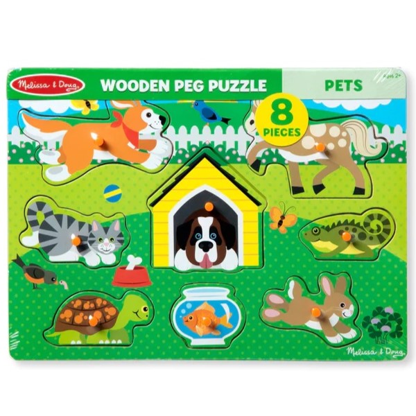 Melissa & Doug Pets Wooden Peg Puzzle 8-Piece