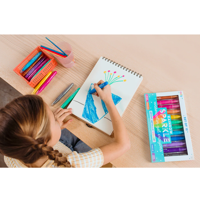 Rainbow Sparkle Metallic Watercolor Gel Crayons - Set of 12