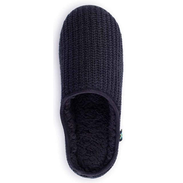 Roxoni Men's Knitted Fleece Lined Slippers, Black