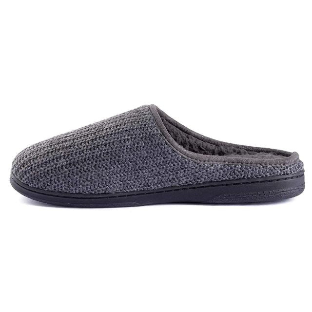 Roxoni Men's Knitted Fleece Lined Slippers, Grey