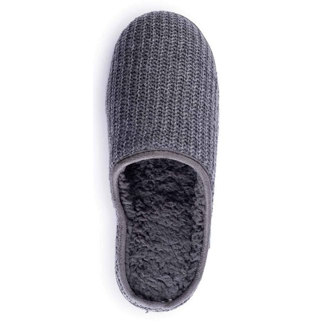 Roxoni Men's Knitted Fleece Lined Slippers, Grey