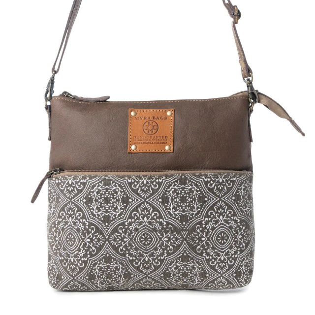 Myra Wildprint Trail Olive Tile Detail Crossbody Bag S-14809