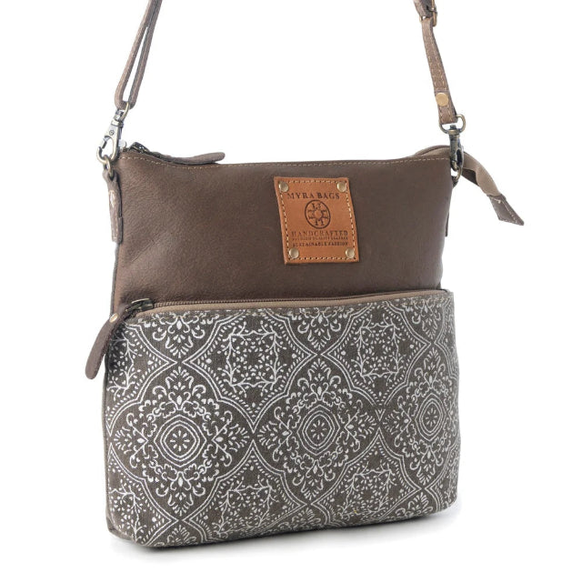 Myra Wildprint Trail Olive Tile Detail Crossbody Bag S-14809