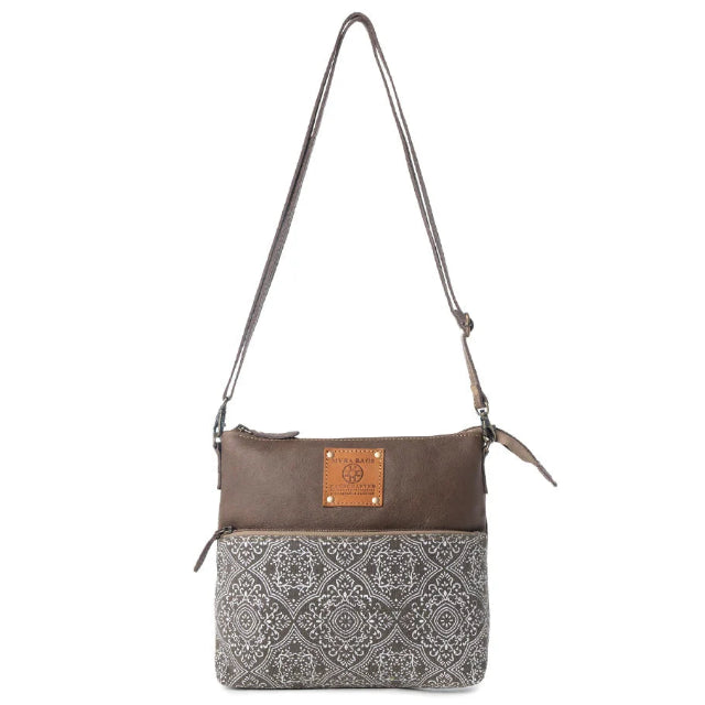 Myra Wildprint Trail Olive Tile Detail Crossbody Bag S-14809
