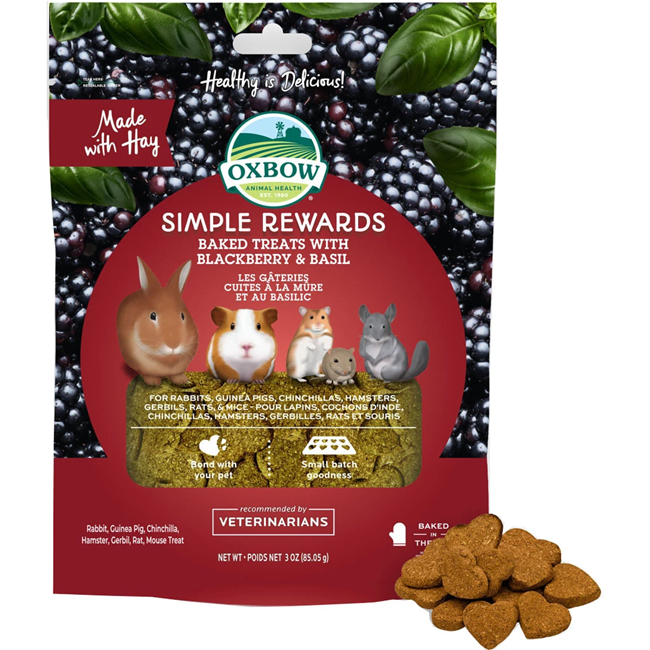 Oxbow Simple Rewards Baked Treats with Blackberry & Basil 3oz.