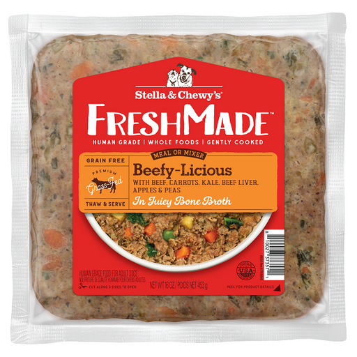Stella & Chewy's Fresh Made Beefy-Licious Gently Cooked Frozen Dog Food 16 oz