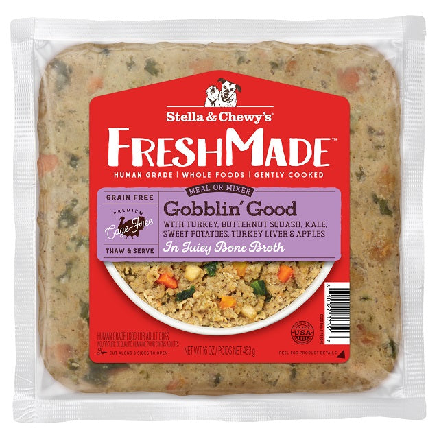 Stella & Chewy's Fresh Made Gobblin' Good Gently Cooked Frozen Dog Food 16 oz