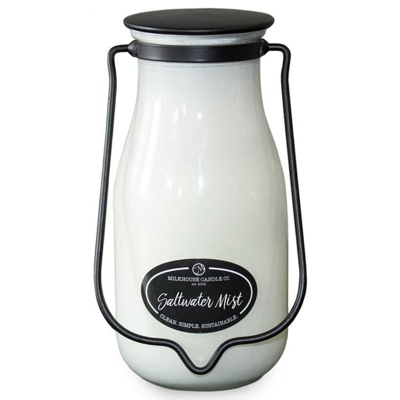 Milkhouse Creamery Collection Soy Candle: Saltwater Mist, 14-oz. Milk Bottle