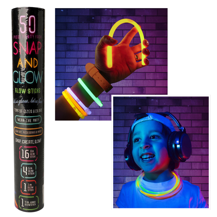 Snap & Glow Sticks 50 Piece Party Pack
