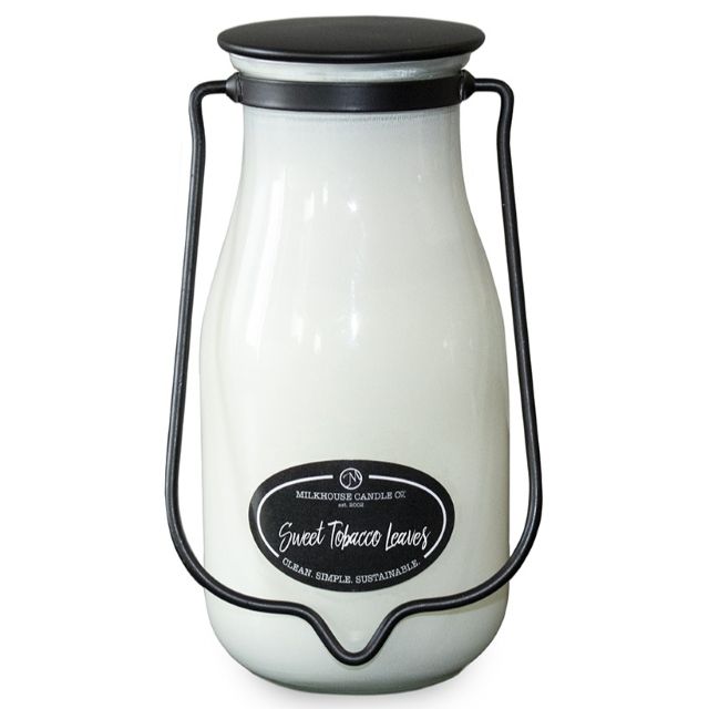 Milkhouse Creamery Collection Soy Candle: Sweet Tobacco Leaves, 14-oz. Milk Bottle