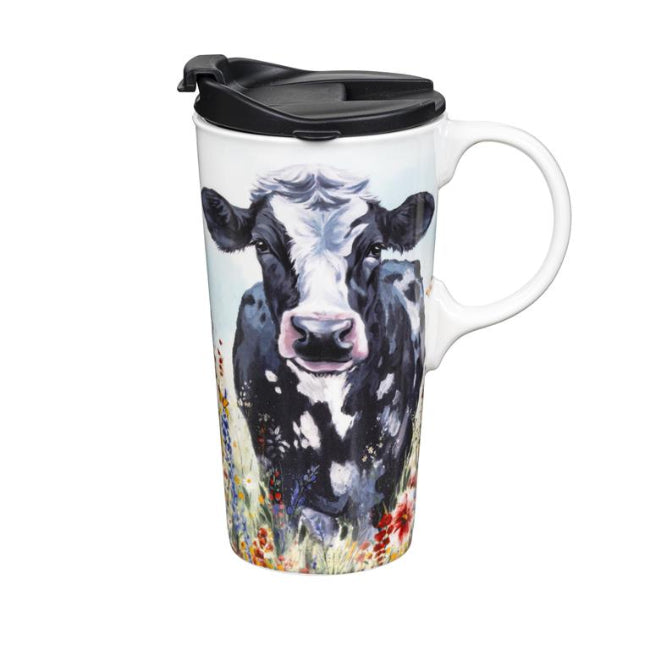Perfect Cup Ceramic Travel Mug with Gift Box, Cow