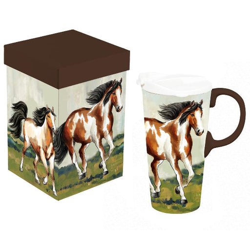 Perfect Cup Ceramic Travel Mug with Gift Box, Horses