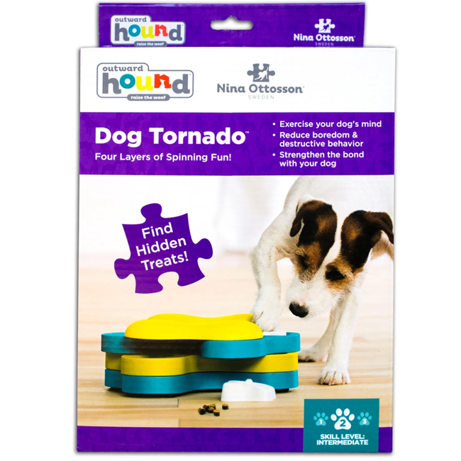 Nina Ottosson Dog Tornado Interactive Treat Puzzle Dog Toy, Blue Level 2