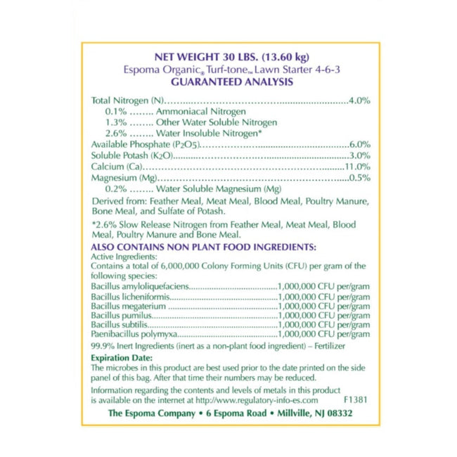 Espoma Turf-Tone Lawn Starter Fertilizer 3,000 sq. ft.