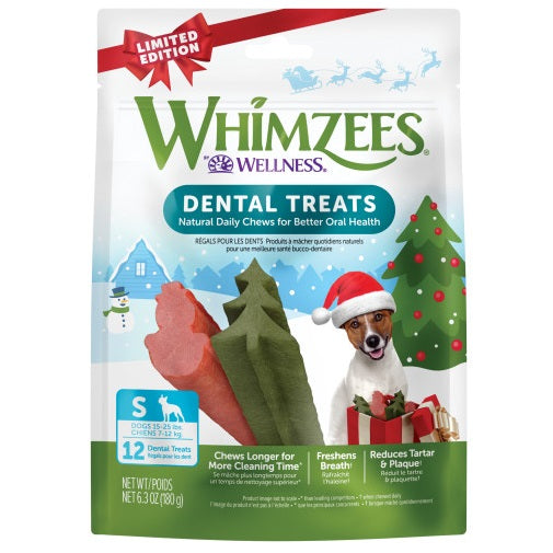12 Count WHIMZEES® Holiday Assortment Small Daily Dental Treat for Dogs- 6.3 oz