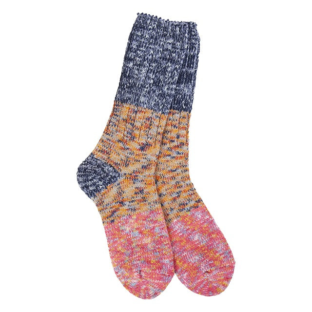 World's Softest Women's Weekend Ragg Crew Sock, Enchanted Color Block Multi