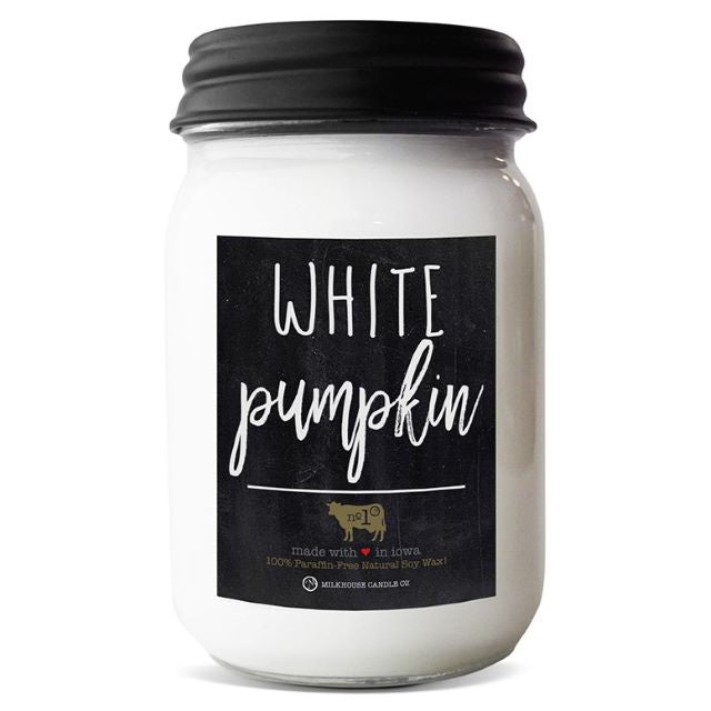 Milkhouse Farmhouse Collection Soy Candle: White Pumpkin, 13-oz. Mason Jar