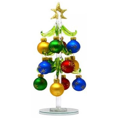 8 in. Glass Christmas Tree with Ornaments, Assorted