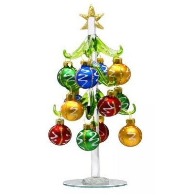 8 in. Glass Christmas Tree with Ornaments, Assorted