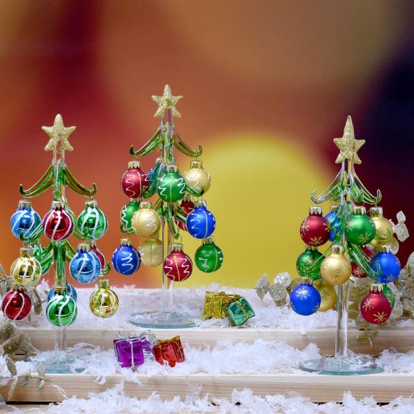 8 in. Glass Christmas Tree with Ornaments, Assorted
