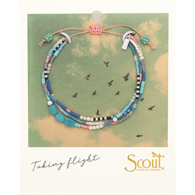 Mixed Media Bracelet - Sky/Turquoise/Silver