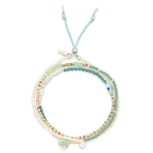 Mixed Media Wrap Bracelet/Necklace - Courage/Amazonite/Silver