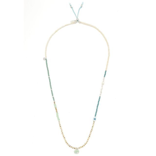 Mixed Media Wrap Bracelet/Necklace - Courage/Amazonite/Silver