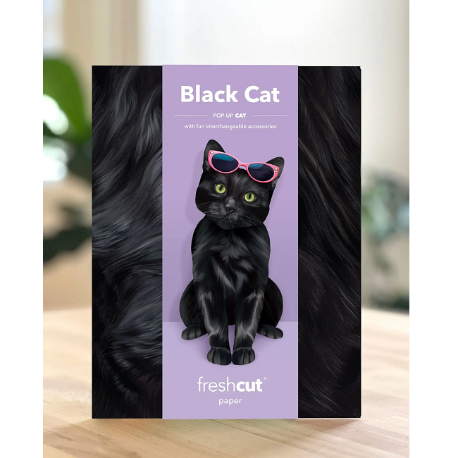 FreshCut Paper Black Cat Pop-Up 3D Greeting Card