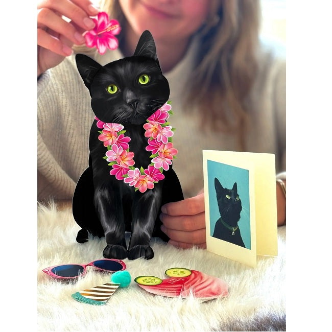 FreshCut Paper Black Cat Pop-Up 3D Greeting Card