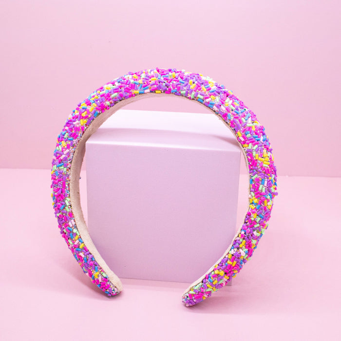 Chunky Puffy Sprinkles Headband, Light Blue