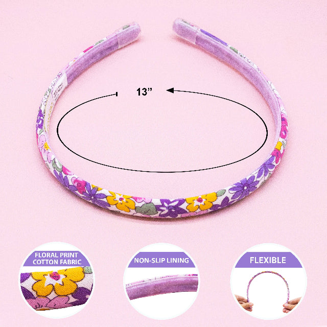 Thin Floral Headband, Assorted Colors