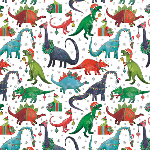 Decked Out Dinosaur Jumbo Holiday Gift Wrap Roll 10' x 30"