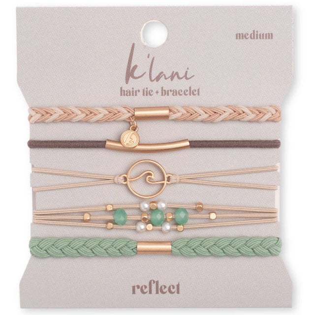 K'lani "Reflect" Gold Wave with Beachy Neutrals Hair Tie Bracelets